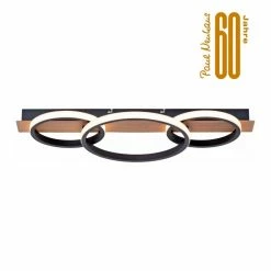 Leuchten Direkt Trooper Deckenleuchte LED Schwarz, Holzoptik, 1-flammig