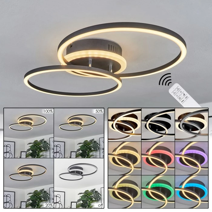 Hofstein Lithgow Deckenleuchte LED Schwarz, 2-flammig, Fernbedienung, Farbwechsler 1 Hofstein Lithgow Deckenleuchte LED Schwarz, 2-flammig, Fernbedienung, Farbwechsler