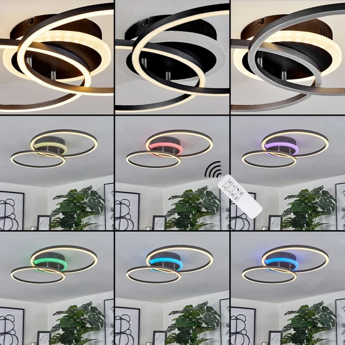 Hofstein Lithgow Deckenleuchte LED Schwarz, 2-flammig, Fernbedienung, Farbwechsler 2 Hofstein Lithgow Deckenleuchte LED Schwarz, 2-flammig, Fernbedienung, Farbwechsler – Bild 2