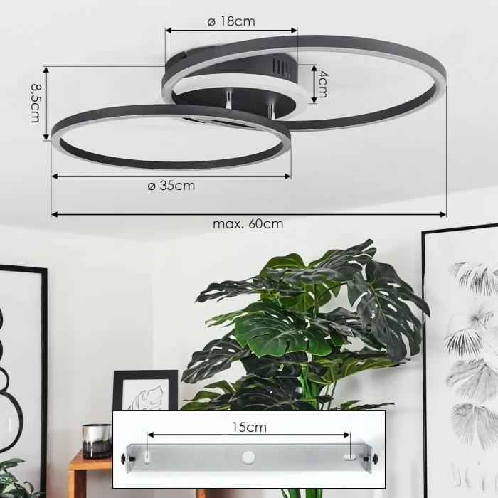 Hofstein Lithgow Deckenleuchte LED Schwarz, 2-flammig, Fernbedienung, Farbwechsler 4 Hofstein Lithgow Deckenleuchte LED Schwarz, 2-flammig, Fernbedienung, Farbwechsler – Bild 4