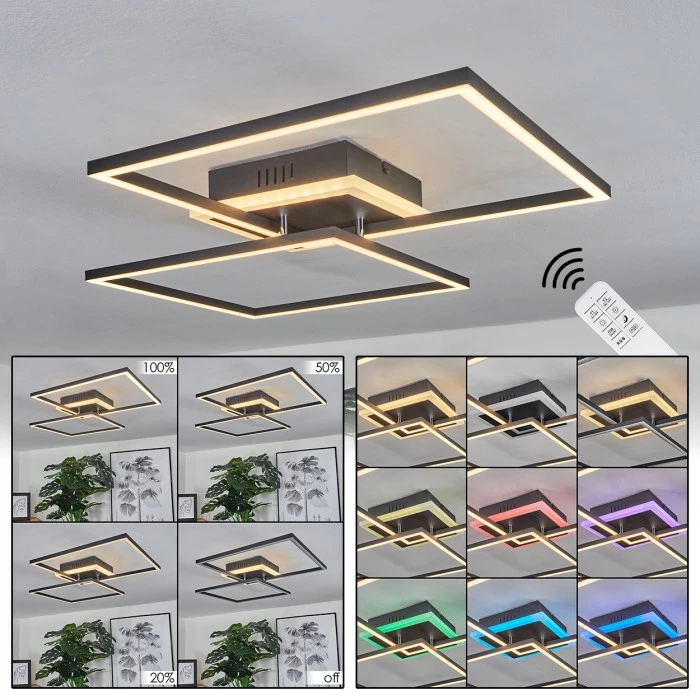 Hofstein Lithgow Deckenleuchte LED Schwarz, 2-flammig, Fernbedienung, Farbwechsler 1 Hofstein Lithgow Deckenleuchte LED Schwarz, 2-flammig, Fernbedienung, Farbwechsler