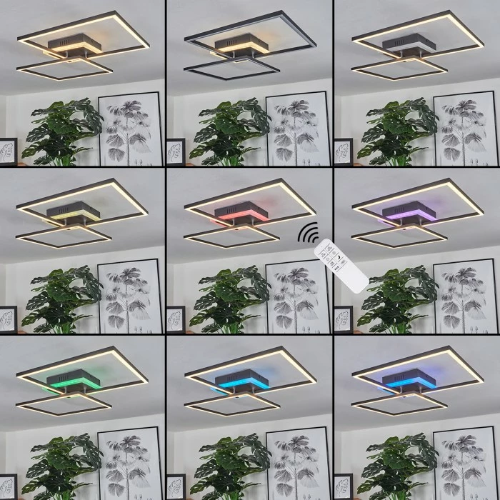 Hofstein Lithgow Deckenleuchte LED Schwarz, 2-flammig, Fernbedienung, Farbwechsler 2 Hofstein Lithgow Deckenleuchte LED Schwarz, 2-flammig, Fernbedienung, Farbwechsler – Bild 2