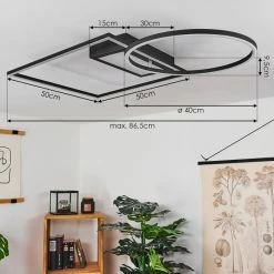 Hofstein Loftheim Deckenleuchte LED Chrom, Schwarz, Weiß, 1-flammig, Fernbedienung -LED Leuchten Verkäufe loftheim deckenleuchte h3438176 3