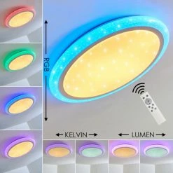 Hofstein Lowell Deckenleuchte LED Weiß, 2-flammig, Fernbedienung, Farbwechsler