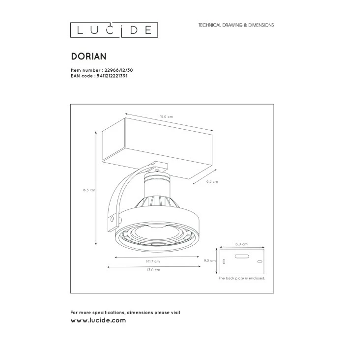 Lucide DORIAN Deckenspot LED Schwarz, 1-flammig 6 Lucide DORIAN Deckenspot LED Schwarz, 1-flammig – Bild 6