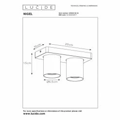 Lucide NIGEL Deckenleuchte LED Messing, Gold, 2-flammig -LED Leuchten Verkäufe lucide nigel deckenleuchte 09929 10 02 6