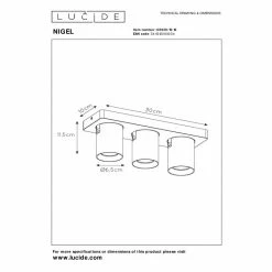Lucide NIGEL Deckenleuchte LED Schwarz, Edelstahl, 3-flammig -LED Leuchten Verkäufe lucide nigel deckenleuchte 09929 15 16 5