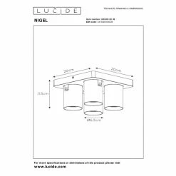 Lucide NIGEL Deckenleuchte LED Schwarz, Edelstahl, 4-flammig 13 Lucide NIGEL Deckenleuchte LED Schwarz, Edelstahl, 4-flammig -LED Leuchten Verkäufe lucide nigel deckenleuchte 09929 20 16 6