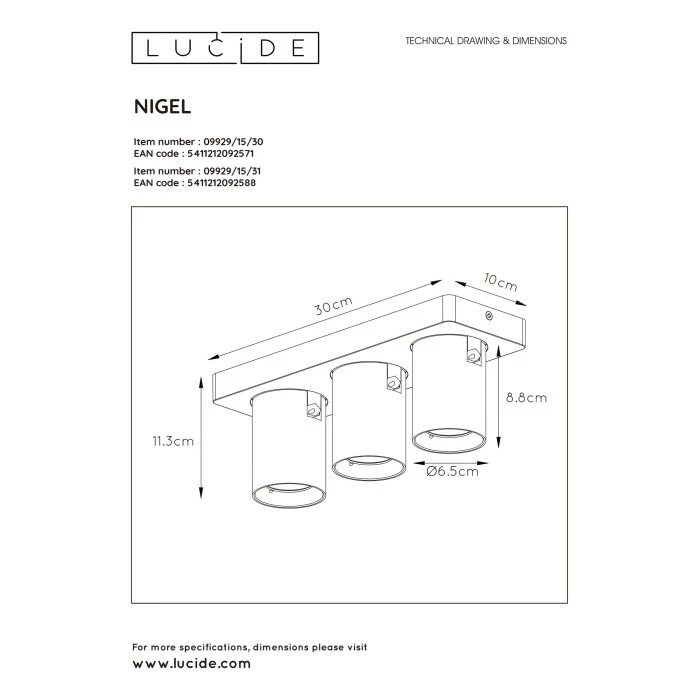 Lucide NIGEL Deckenstrahler LED Weiß, 3-flammig 9 Lucide NIGEL Deckenstrahler LED Weiß, 3-flammig – Bild 9
