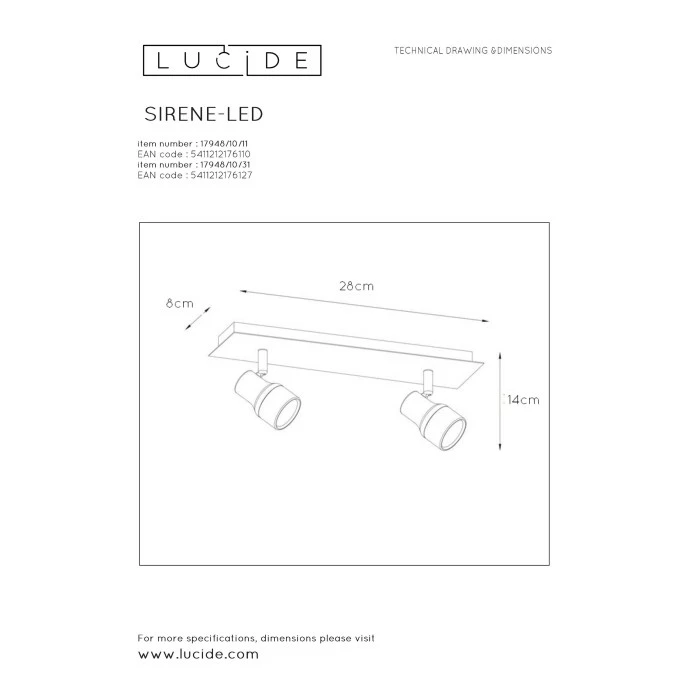 Lucide SIRENE Deckenleuchte LED Weiß, 2-flammig 4 Lucide SIRENE Deckenleuchte LED Weiß, 2-flammig – Bild 4