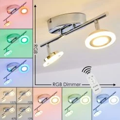 Hofstein Lucy Deckenspot LED Chrom, 2-flammig, Fernbedienung, Farbwechsler