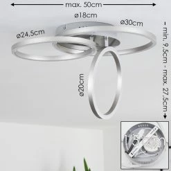 Hofstein Malanje Deckenleuchte LED Nickel-Matt, 3-flammig -LED Leuchten Verkäufe malanje deckenleuchte h3374825 1