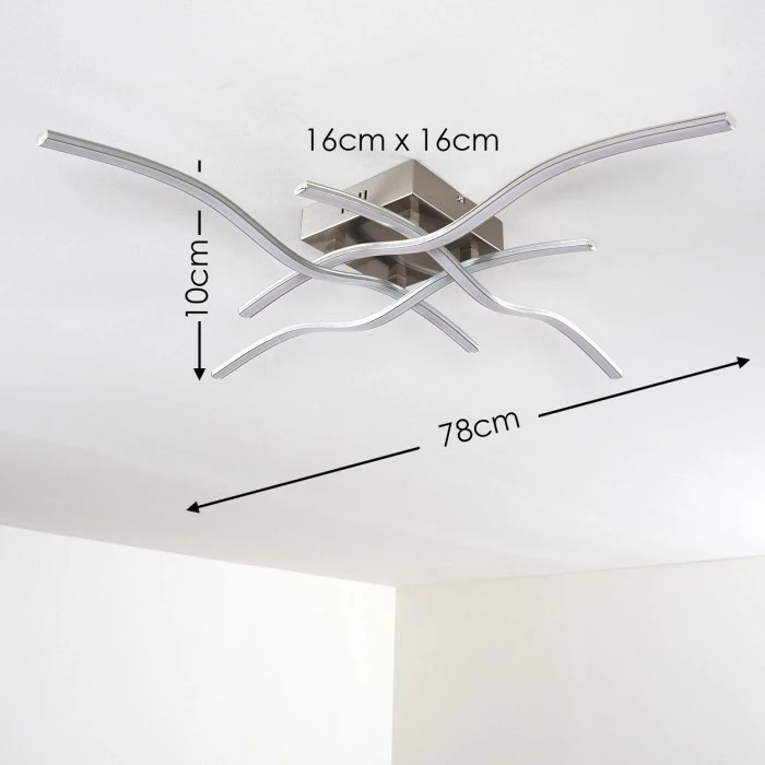 Hofstein Mapleton Deckenleuchte LED Nickel-Matt, 4-flammig 2 Hofstein Mapleton Deckenleuchte LED Nickel-Matt, 4-flammig – Bild 2