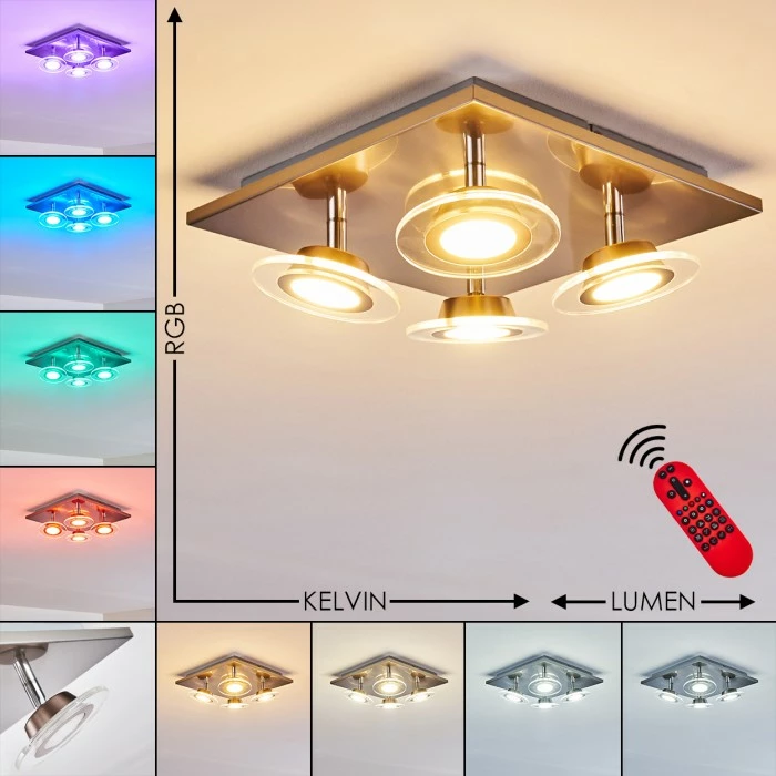 Leuchten Direkt Marsen Deckenleuchte LED Nickel-Matt, 4-flammig, Fernbedienung, Farbwechsler 1 Leuchten Direkt Marsen Deckenleuchte LED Nickel-Matt, 4-flammig, Fernbedienung, Farbwechsler