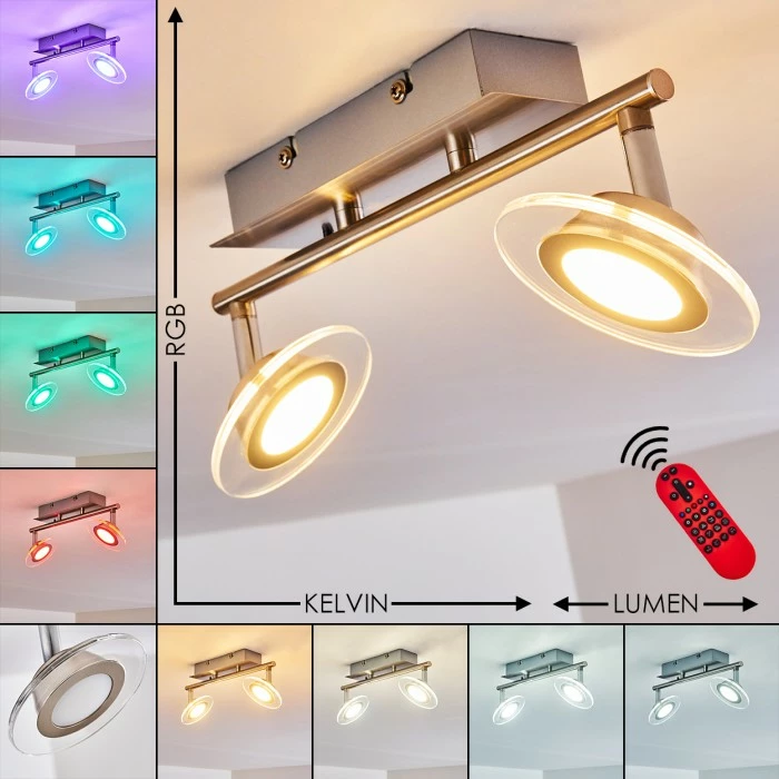 Leuchten Direkt Marsen Deckenleuchte LED Nickel-Matt, 2-flammig, Fernbedienung, Farbwechsler 1 Leuchten Direkt Marsen Deckenleuchte LED Nickel-Matt, 2-flammig, Fernbedienung, Farbwechsler