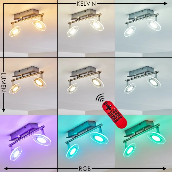Leuchten Direkt Marsen Deckenleuchte LED Nickel-Matt, 2-flammig, Fernbedienung, Farbwechsler 4 Leuchten Direkt Marsen Deckenleuchte LED Nickel-Matt, 2-flammig, Fernbedienung, Farbwechsler – Bild 4