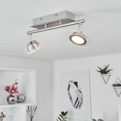 Hofstein Marsen Deckenleuchte LED Nickel-Matt, Chrom, 2-flammig, Fernbedienung, Farbwechsler 22 Hofstein Marsen Deckenleuchte LED Nickel-Matt, Chrom, 2-flammig, Fernbedienung, Farbwechsler -LED Leuchten Verkäufe marsen deckenleuchte h3580196 10