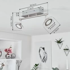 Hofstein Marsen Deckenleuchte LED Nickel-Matt, Chrom, 2-flammig, Fernbedienung, Farbwechsler 15 Hofstein Marsen Deckenleuchte LED Nickel-Matt, Chrom, 2-flammig, Fernbedienung, Farbwechsler -LED Leuchten Verkäufe marsen deckenleuchte h3580196 3