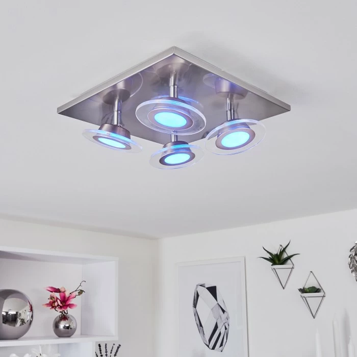 Hofstein Marsen Deckenleuchte LED Nickel-Matt, 4-flammig, Fernbedienung, Farbwechsler 7 Hofstein Marsen Deckenleuchte LED Nickel-Matt, 4-flammig, Fernbedienung, Farbwechsler – Bild 7