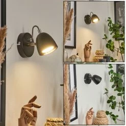 Hofstein Moesdorf Wandleuchte LED Nickel-Matt, Schwarz, 1-flammig