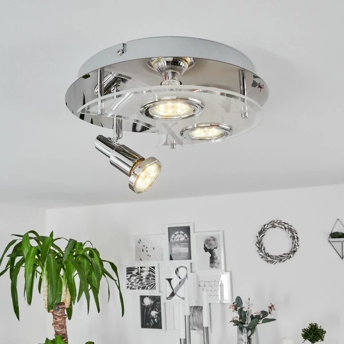 Hofstein Morges Deckenleuchte LED Chrom, Weiß, 3-flammig 1 Hofstein Morges Deckenleuchte LED Chrom, Weiß, 3-flammig