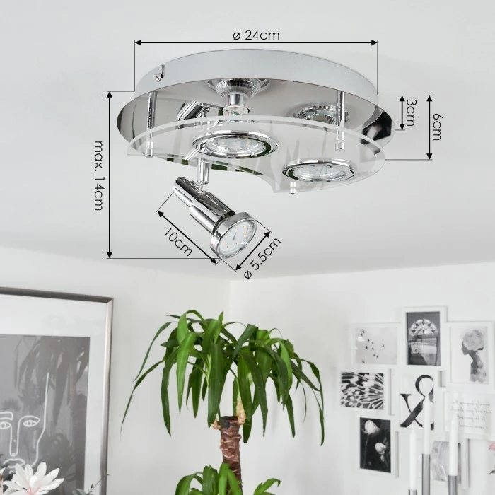 Hofstein Morges Deckenleuchte LED Chrom, Weiß, 3-flammig 4 Hofstein Morges Deckenleuchte LED Chrom, Weiß, 3-flammig – Bild 4