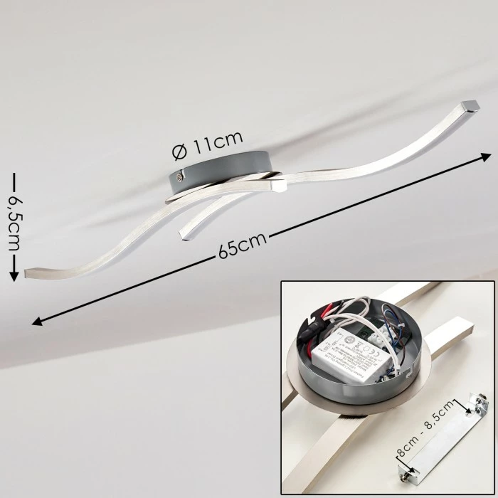 Hofstein Nendaz Deckenleuchte LED Nickel-Matt, 2-flammig 2 Hofstein Nendaz Deckenleuchte LED Nickel-Matt, 2-flammig – Bild 2