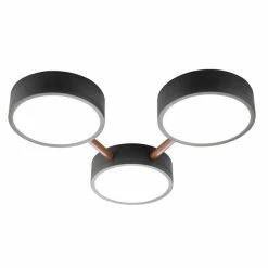 Nino Leuchten DIEGO Deckenleuchte LED Schwarz, Holz dunkel, 3-flammig