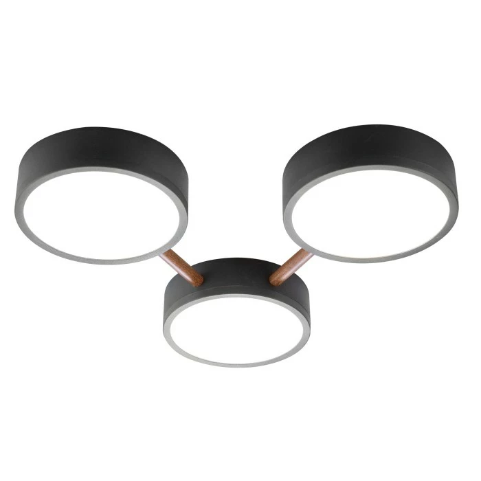 Nino Leuchten DIEGO Deckenleuchte LED Schwarz, Holz dunkel, 3-flammig 1 Nino Leuchten DIEGO Deckenleuchte LED Schwarz, Holz dunkel, 3-flammig