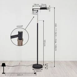 Hofstein Norrlida Stehleuchte LED Chrom, Schwarz, 1-flammig -LED Leuchten Verkäufe norrlida stehleuchte h3426104 3