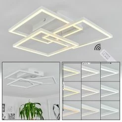 Hofstein Oberegg Deckenleuchte LED Chrom, Weiß, 1-flammig, Fernbedienung