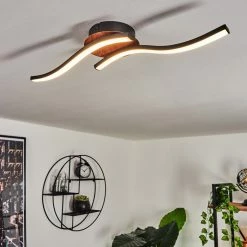 Hofstein Odda Deckenleuchte LED Schwarz, Holzoptik, 2-flammig