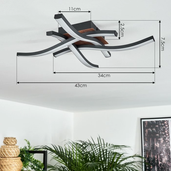 Hofstein Odda Deckenleuchte LED Schwarz, Holzoptik, 4-flammig 4 Hofstein Odda Deckenleuchte LED Schwarz, Holzoptik, 4-flammig – Bild 4