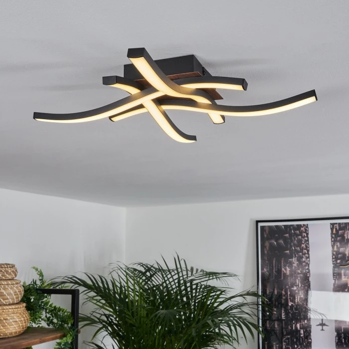 Hofstein Odda Deckenleuchte LED Schwarz, Holzoptik, 4-flammig 7 Hofstein Odda Deckenleuchte LED Schwarz, Holzoptik, 4-flammig – Bild 7