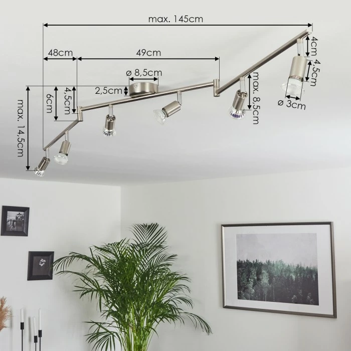 Hofstein Oula Deckenleuchte LED Nickel-Matt, 6-flammig 4 Hofstein Oula Deckenleuchte LED Nickel-Matt, 6-flammig – Bild 4