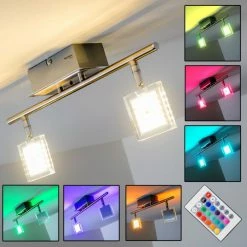 Paul Neuhaus Leuchten Paul Neuhaus DAAN-RGB Deckenleuchte LED Chrom, 2-flammig, Fernbedienung, Farbwechsler