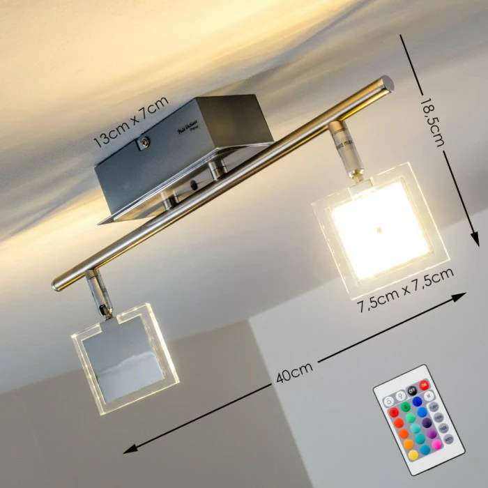 Paul Neuhaus Leuchten Paul Neuhaus DAAN-RGB Deckenleuchte LED Chrom, 2-flammig, Fernbedienung, Farbwechsler 2 Paul Neuhaus Leuchten Paul Neuhaus DAAN-RGB Deckenleuchte LED Chrom, 2-flammig, Fernbedienung, Farbwechsler – Bild 2