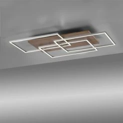 Paul Neuhaus Leuchten Paul Neuhaus PALMA Deckenleuchte LED Stahl gebürstet, Naturfarben, 1-flammig, Fernbedienung -LED Leuchten Verkäufe paul neuhaus palma deckenleuchte 8330 79 3