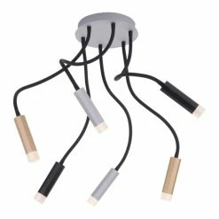 Paul Neuhaus Leuchten Paul Neuhaus PURE-GEMIN Deckenleuchte LED Messing, Schwarz, Aluminium, 6-flammig -LED Leuchten Verkäufe paul neuhaus pure gemin deckenleuchte 6011 95 11