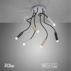 Paul Neuhaus Leuchten Paul Neuhaus PURE-GEMIN Deckenleuchte LED Messing, Schwarz, Aluminium, 6-flammig -LED Leuchten Verkäufe paul neuhaus pure gemin deckenleuchte 6011 95 12