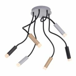 Paul Neuhaus Leuchten Paul Neuhaus PURE-GEMIN Deckenleuchte LED Messing, Schwarz, Aluminium, 6-flammig -LED Leuchten Verkäufe paul neuhaus pure gemin deckenleuchte 6011 95 2