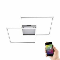 Paul Neuhaus Q-Serie Paul Neuhaus Q-Inigo Deckenleuchte LED Edelstahl, 2-flammig, Fernbedienung