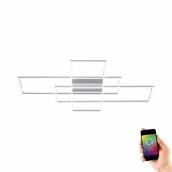 Paul Neuhaus Q-Serie Paul Neuhaus Q-INIGO Deckenleuchte LED Nickel-Matt, 3-flammig, Fernbedienung