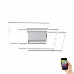 Paul Neuhaus Q-Serie Paul Neuhaus Q-INIGO Deckenleuchte LED Nickel-Matt, 3-flammig, Fernbedienung