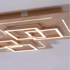 Paul Neuhaus Q-Serie Paul Neuhaus Q-LINEA Deckenleuchte LED Holz hell, 8-flammig, Fernbedienung -LED Leuchten Verkäufe paul neuhaus q linea deckenleuchte 8181 79 4