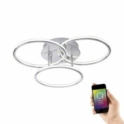 Paul Neuhaus Q-Serie Paul Neuhaus Q-NEVIO Deckenleuchte LED Nickel-Matt, 3-flammig, Fernbedienung