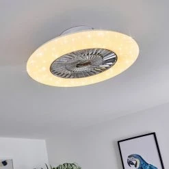 Hofstein Petrovac Deckenventilator LED Chrom, Weiß, 1-flammig, Fernbedienung -LED Leuchten Verkäufe petrovac deckenventilator h3334966 11