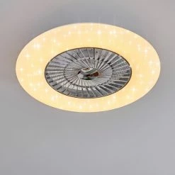 Hofstein Petrovac Deckenventilator LED Chrom, Weiß, 1-flammig, Fernbedienung -LED Leuchten Verkäufe petrovac deckenventilator h3334966 13