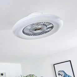 Hofstein Petrovac Deckenventilator LED Chrom, Weiß, 1-flammig, Fernbedienung -LED Leuchten Verkäufe petrovac deckenventilator h3334966 15