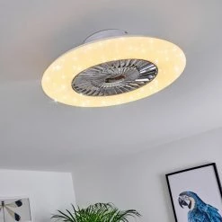 Hofstein Petrovac Deckenventilator LED Chrom, Weiß, 1-flammig, Fernbedienung -LED Leuchten Verkäufe petrovac deckenventilator h3334966 20